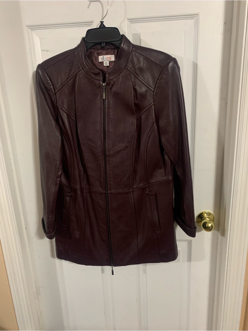 Denim & Co. Women's Burgundy Leather Zip-Front Jacket